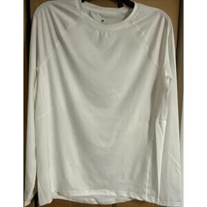 All in Motion Mens TShirt Long Sleeve White L Moisture Wicking Quick Dry UPF 50+